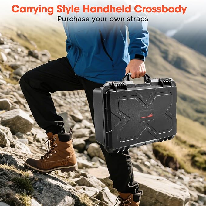 Camera Hard Case DSLR SLR Lens Waterproof Travel Weatherproof Cases | Large Carrying Protection Dividers For DJI Mavic/Air/Mini Drones for Sony FE 400-800mm For Gopro (Only Case) 16.2x12.8x7inch
