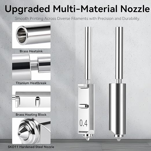 for Anycubic Kobra S1 Max Hardened Steel Nozzle,High Speed Quick-Swap Print Head Extruder Hotend with Silicone Cover and Nozzle Wiper Compatible with Anycubic Kobra S1 Max Combo 3D Printer-2PCS 0.4MM