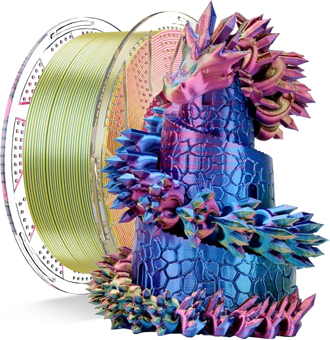 Chitu Systems Conjure Tricolor Silk PLA Filament, Red Yellow Blue Filament Diameters 1.75±0.02 mm 3D Printer Filament 1KG/2.2lb