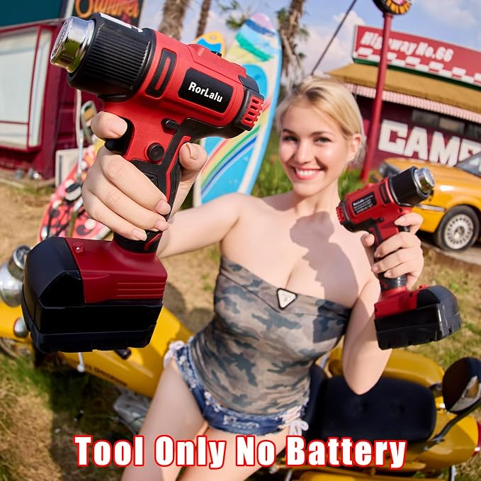Cordless Heat Gun,350W Hot Air Gun,Variable Temp 572°F(300°C)-1022°F(550°C) & 2 Speed, Compatible with Milwaukee Battery, for Shrink Wrapping, Welding, Paint Stripping(Battery Not Included)
