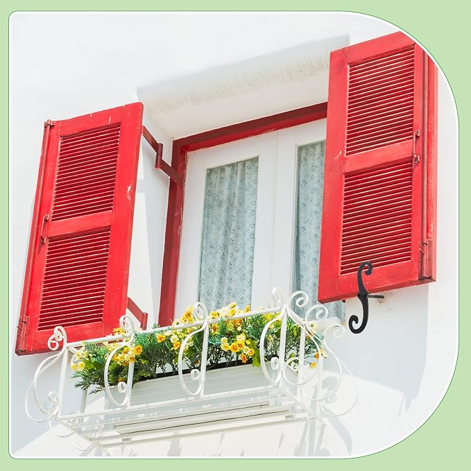 MorningRo 6 Pack Black S Style Shutter Dogs 6.5 Inches Shutter Dog Holders with Mounting Hardware External Shutters Tieback for Exterior Decorative (Iron)