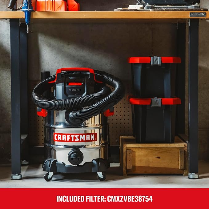 CRAFTSMAN CMXEVBE17155 10 Gallon 6.0 Peak HP Stainless Steel Wet Dry Vac