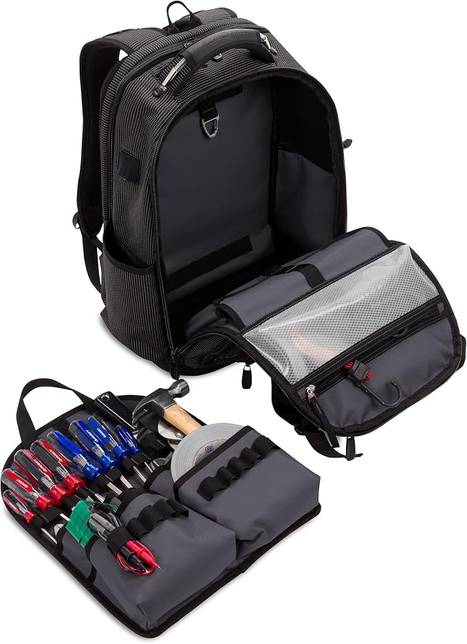 SwissGear Tool Bag Backpack, Fits Up to 17-Inch Laptop, Work Pack PRO, Black