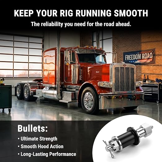 Peterbilt Engine Hood Hinge Pivot Bolt & Bushing Kit, Stainless Steel Greaseable Hinge Hardware Replacement for Peterbilt 378, 379, 388, 389 Trucks