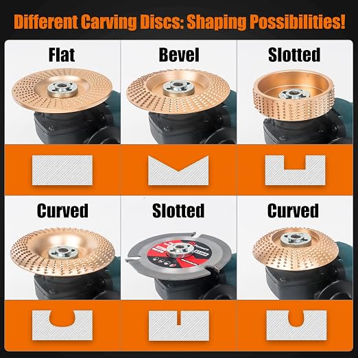 Pomsare 13PCS Angle Grinder Polishing Pad Sanding Disc, Wood Carving Disc Set for 4 1/2 Angle Grinder Attachments, Tungsten Carbide Cutting Wheel Stump Grinder for Wood Grinding, Shaping and Sanding
