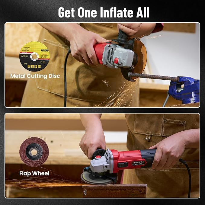 Angle Grinder 10 Amp, 4-1/2 inch Power Angle Grinder Tools with 13000 RPM, 1200W Small Angle Grinder for Cutting, Grinding, Polishing