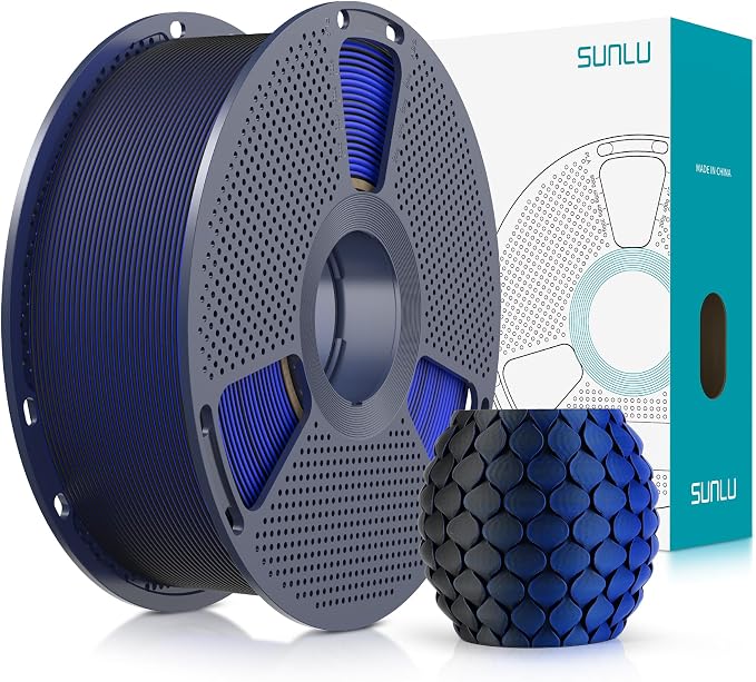 SUNLU Dual Color Matte PLA Filament 1.75mm, Matte 3D Printer PLA Filament, PLA Filament 1kg Spool (2.2lbs), Dimensional Accuracy +/- 0.02mm, Black Blue