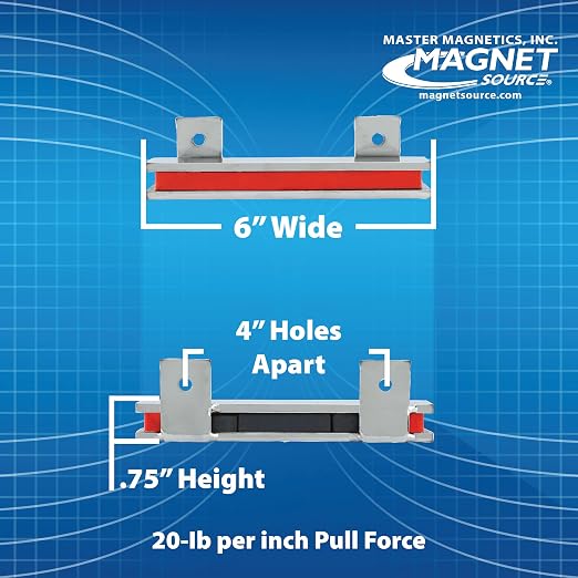 Master Magnetics 6" Magnetic Bar Tool Organizer - Easy to Install Magnet Storage Holder for House, Garage, Shed, or Job Site - Nickel Plate Finish