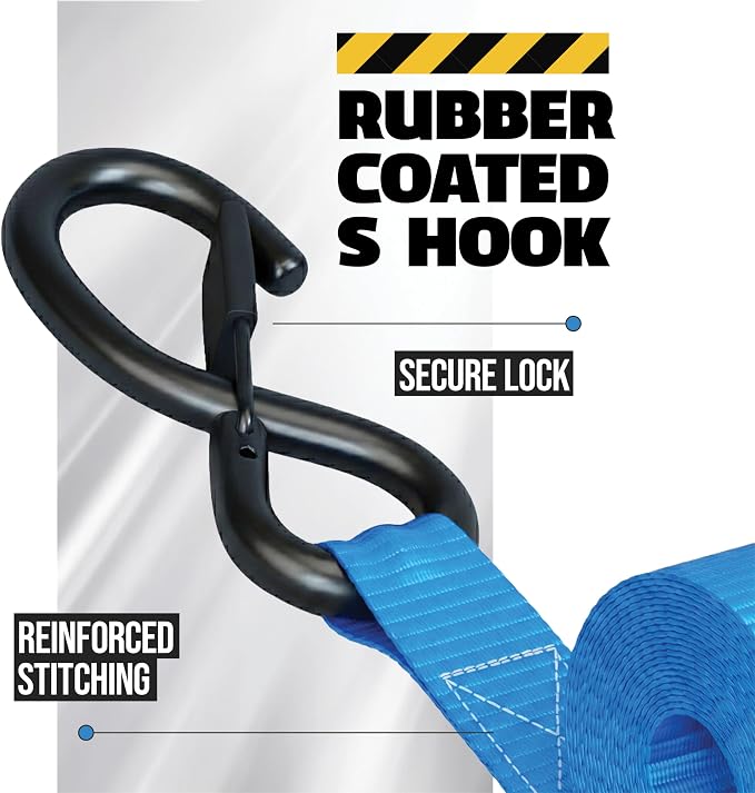 AUGO Retractable Ratchet Straps | 2 Heavy Duty Ratchet Straps Self Retractable Tie Downs with Soft Loops & Storage Bag for Motorcycle, Truck, Trailer, Cargo Van | 3000 Lb Break Strength 2” x 10’