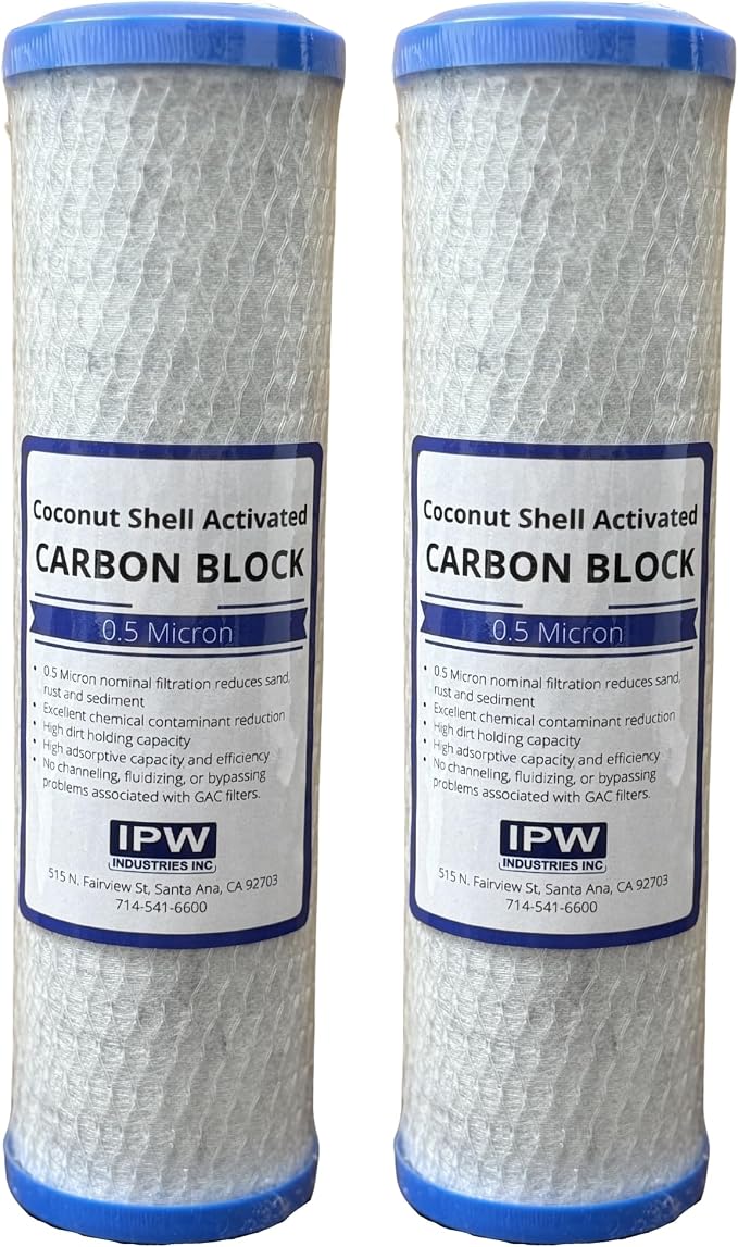 IPW Industries Inc. - 2 -Pack 0.5 Micron Carbon Block Water Filter Cartridges - Water Filter Replacement for Kenmore 42 34377 and 42 34370