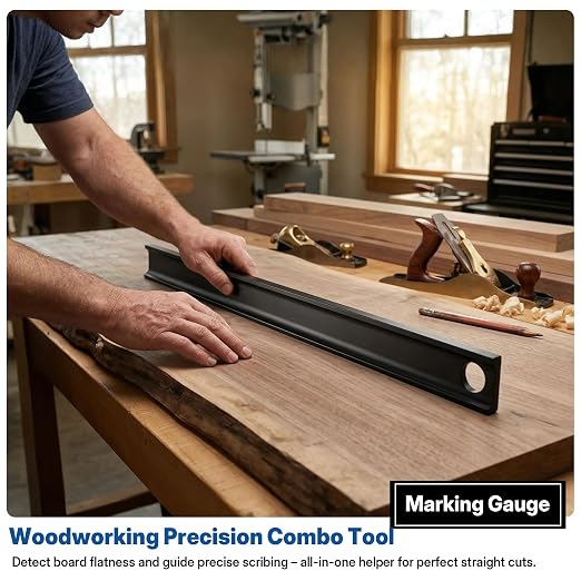 6", 12", 17" Anodized Aluminum Straight Edge Tool with .001 Tolerance Precision Edge, Heavy-Duty Machinist Straight Edge Ruler for Woodworking Marking and Scribing Lines & DIY Projects
