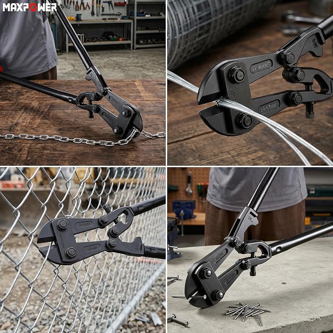 MAXPOWER 36-inch Bolt Cutter, Drop Forged Cr-Mo Adjustable Jaws, Heavy Duty Bolt Cutter for Cuting Chains, Wire, Screw, Rivet