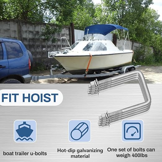 4 Pcs Hot Dipped Galvanized Square U-Bolts,1/2" D x 3 1/16" W x 5 5/16" L,Boat Trailer U-Bolts 3 inch Wide with Washers and Nuts for Boat Trailer,Automobiles,Industrial,Heavy Duty U Bolt