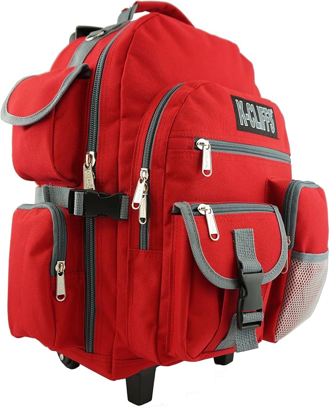 K-Cliffs Heavy Duty Rolling Backpack School Bookbag with Wheels Deluxe Wheeled Daypack