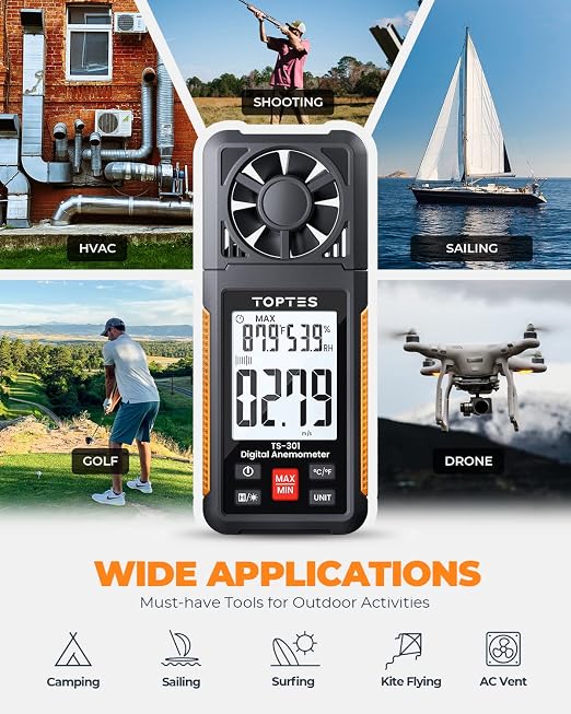 TOPTES TS-501B Decibel Meter & TS-301 Anemometer-an Great Environmental Monitoring Kit for Measuring Noise Levels and Wind Speed Home and Outdoors
