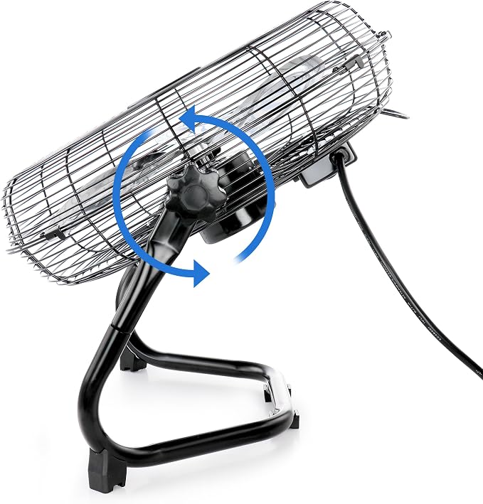 Vie Air 12 Inch Twin Pack Industrial High Velocity Heavy Duty Metal Floor Fan with 3 Speed Settings, Black