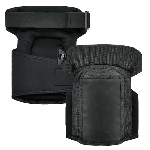 Gel Foam Knee Pads with Comfort Hinge Straps, Soft Fabric Cap, Buckle Closure, Ergodyne ProFlex 450 ,Black