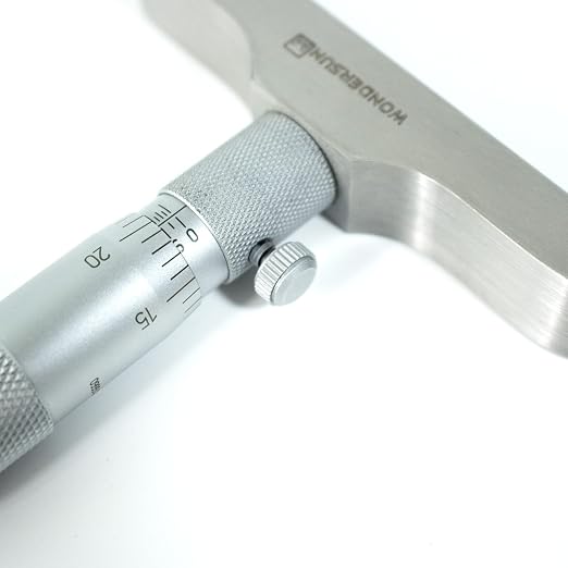 Depth Micrometer, 0-1" Measuring Range, 0.001" Graduation, Professional Precision Depth Gauge for Machining, Engineering & Metalworking, High Accuracy Tool