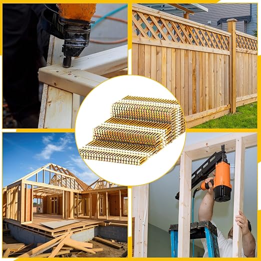 Pasimy 25 Per Box 3-1/2 x 0.131 Inch Framing Nails 21 Eg Degree Smooth Shank Plastic Collated Galvanized Full Round Head Framing Nails