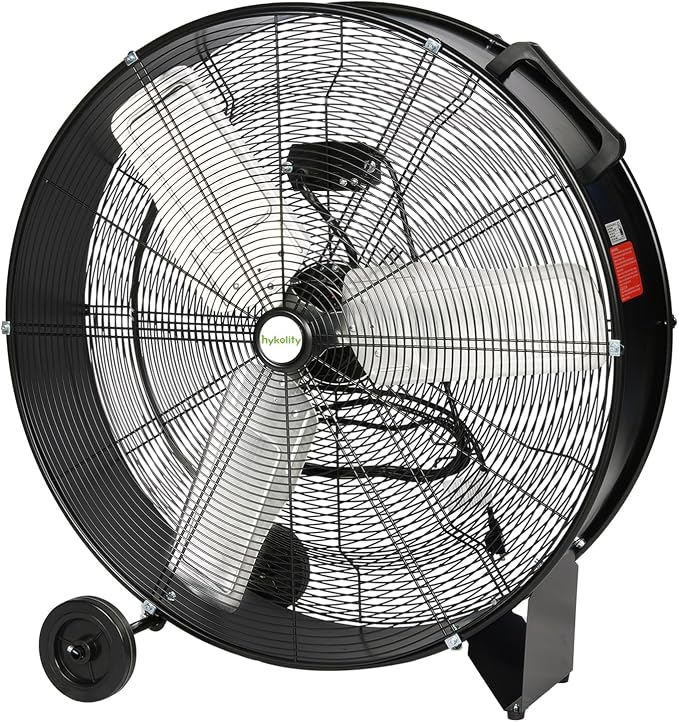 hykolity 30 inch High Velocity Drum Fan, 2-Speed Heavy Duty Industrial Shop Fan Up to 9300 CFM, Commercial Floor Fan for Warehouse, Workshop, Garage and Basement, Black