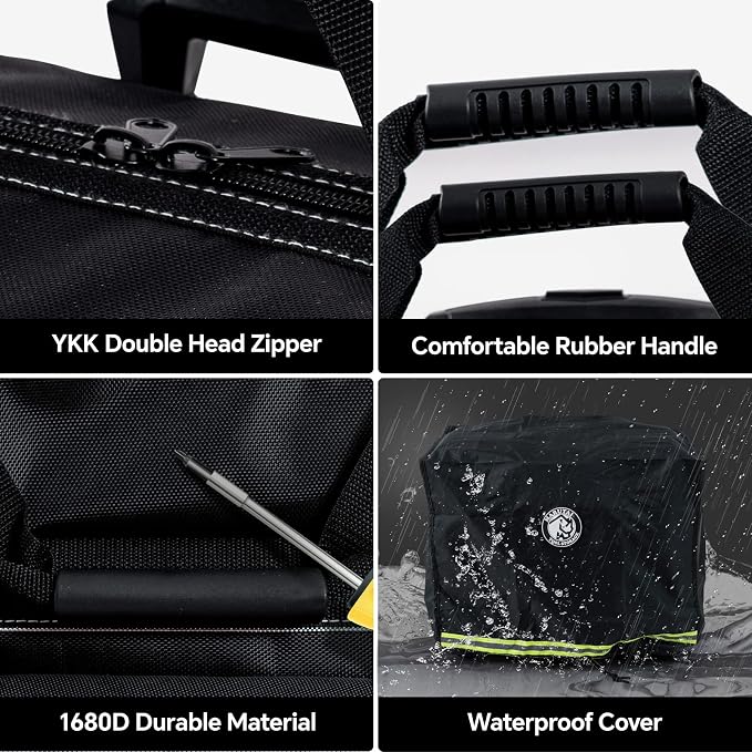 MARUTAI 18'' Rolling Tool Bag, Waterproof Tool Bag with Wheels, Portable Storage Organizer Rolling Tool Tote, fits in all cars/trucks/vans/motorcycles
