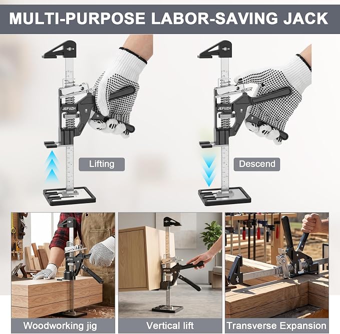 Labor Saving Arm Jack 2 Pack, Load-Bearing 440 lb Multi-Function Height Adjustment Lifting Device, Hand Furniture Lifter Tool, Furniture Jack for Lifting Door Furniture, Wall Tile Positioning