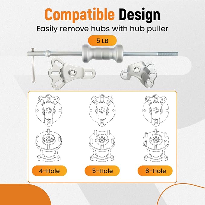 maXpeedingrods 10-Way Slide Hammer Puller Set Front Wheel Hub Bearing & Rear Wheel Axle Remover Puller Set