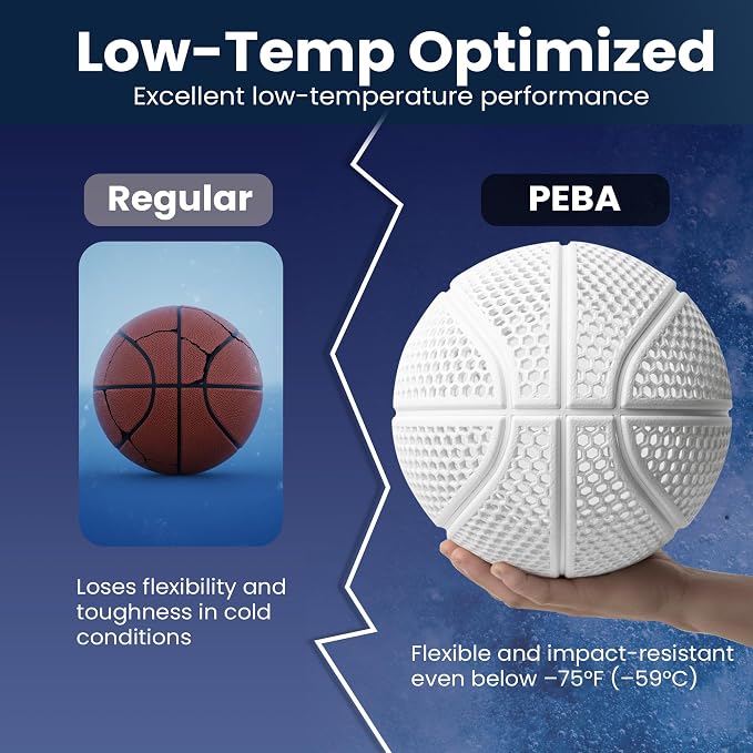 PEBA Filament 1.75mm Full 1kg SpoolHaus Super Bounce | High Rebound Flexible Filament | The Super TPU 78% Energy Return | Bouncy Airless Basketball 3D Printer Filament Lightweight White 1kg