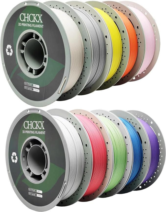 Matte PETG 3D Printer Filament, 10Rolls,Dimensional Accuracy +/- 0.03 mm, 1kg Spool(2.2lbs), 1.75 mm Fit for Most 3D Printers, White+Red+Green+Blue+Purple+Skin+Silver+Yellow+Orange+Pink