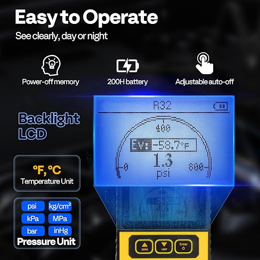 VIVOHOME Digital HVAC Manifold Gauge for R134a R410a R32 R1234yf R454B Refrigerant Recharge, with 4.5 CFM 1/3 HP 110V Single Stage HVAC Vacuum Pump for R134a R12 R22 R502 R410a Systems