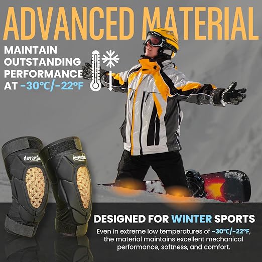 devembr Knee Pads for Snowboarding, Skiing and Skating, Women and Men, M | Impact Absorption Cushion Protection, Cold Resistance, for Skate Ski and Snow Sports