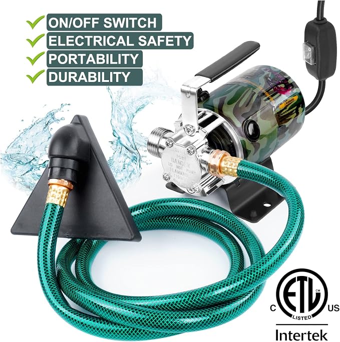 TIGEROAR Water Transfer Pump 115V With Switch 330 GPH Utility Pump 0.1HP Pool Pump Lightweight Portable with 6 ft. Hose and 3/4 in. Ports for Water Draining