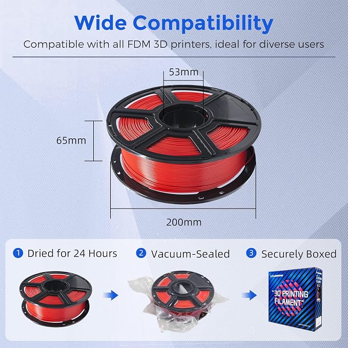 FLASHFORGE PETG Pro Filament 1.75mm Red, 3D Printer Filament 1kg (2.2lbs) Spool, Dimensional Accuracy +/- 0.02mm, 3D Printing Filament for Various Mechanical Parts, Waterproof Parts