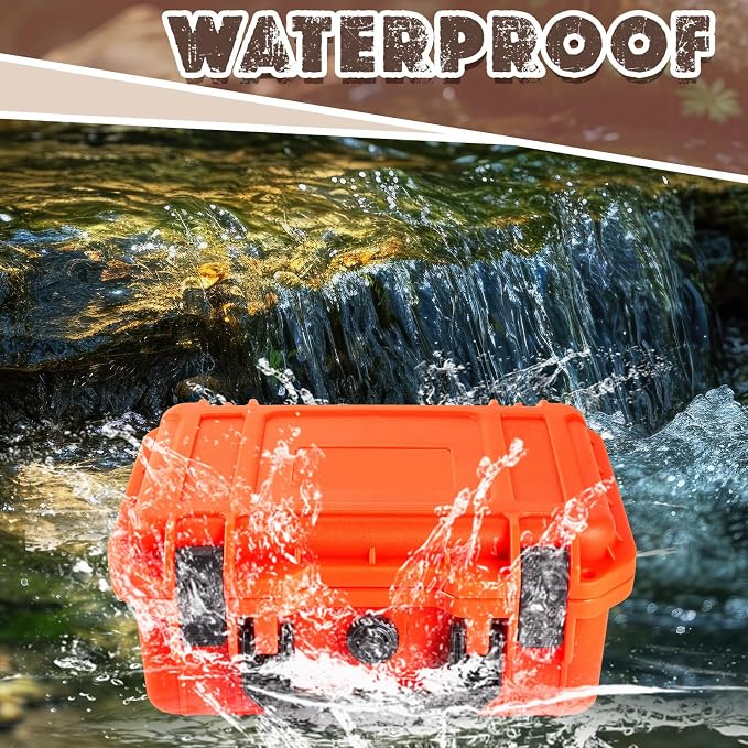 Relaxweex 1 Pcs Waterproof Hard Case with DIY Customizable Foam Insert Portable Protective Case with Knife for Camera Drones Equipments Tools Test Instruments(Reddish Orange,11.3 x 8.7 x 4.2 Inch)