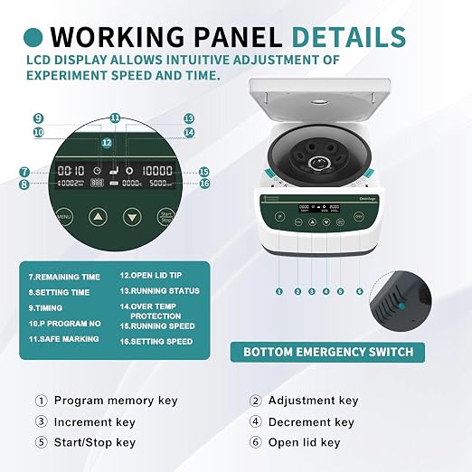 Centrifuge Machine PRP PRF 2ml-5ml/10ml/15ml/50mlx6 Speed 500-4000rpm 2146xg RCF Lab Benchtop Centrifuges Store 9 Programs Timer 30sec-99min