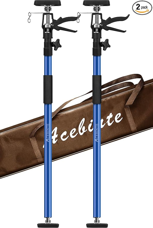 2PK Support Pole,Steel Telescopic Quick Adjustable 3rd Hand Support System, Support Rod, Supports up to 154 lbs Construction Rods for Cabinet Jacks Cargo Bars Drywalls Extends from 50 Inch to 118 Inch