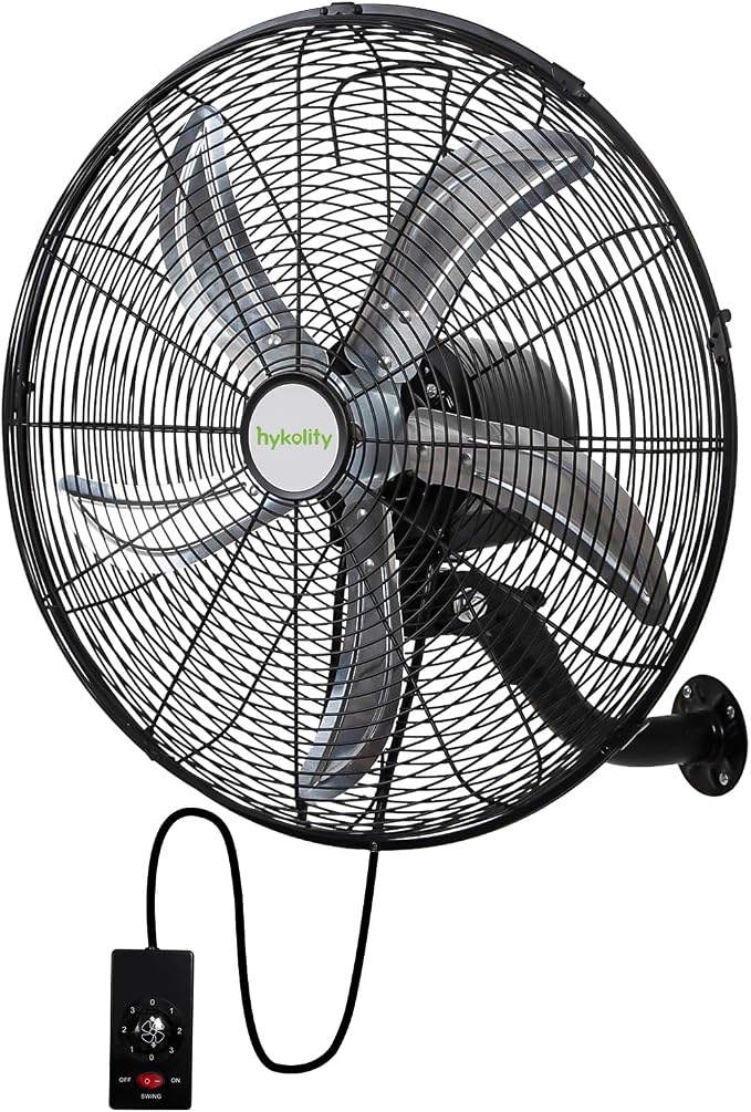 hykolity 20" Oscillating Wall Mount Fan, 5900 CFM High Velocity Wall Mounted Fan with 3 Speeds, Heavy Duty Industrial Wall Fan with Wired Remote for Garage, Commercial and Warehouse