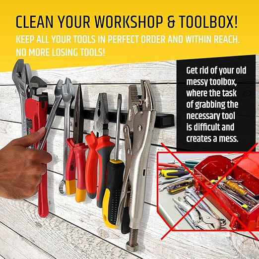 HMmagnets 17" Heavy-Duty Magnetic Tool Holder (Upgraded Version) - Extremely Powerful Magnetic Pull Force to Hold Heavy Tools - Professional Space-Saving Magnetic Bar - Tool Organizer Rack/Strip