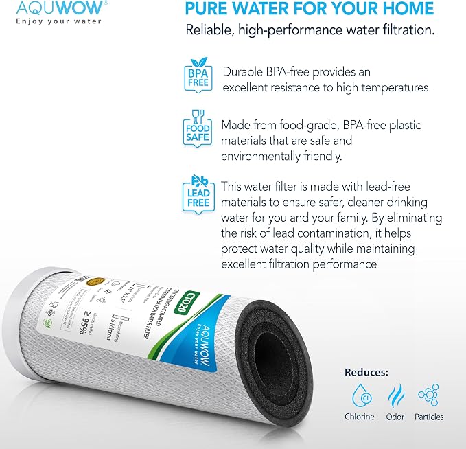 CTO20 5 Micron 2.5" x 20" Carbon Block Water Filter Set – Replacement Cartridges for Whole House and Under Sink Systems, Universal Standard Size (2, 20 x 2.5)