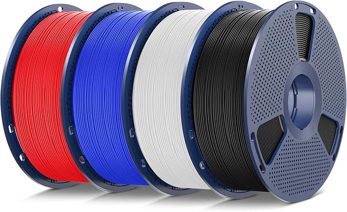 SUNLU TPU 3D Printer Filament 1.75mm, High Speed 95A TPU Filament, Flexible 3D Filament for Fast Printing, Dimensional Accuracy +/- 0.03mm,(4kg Black+White+Blue+Red,95a TPU)