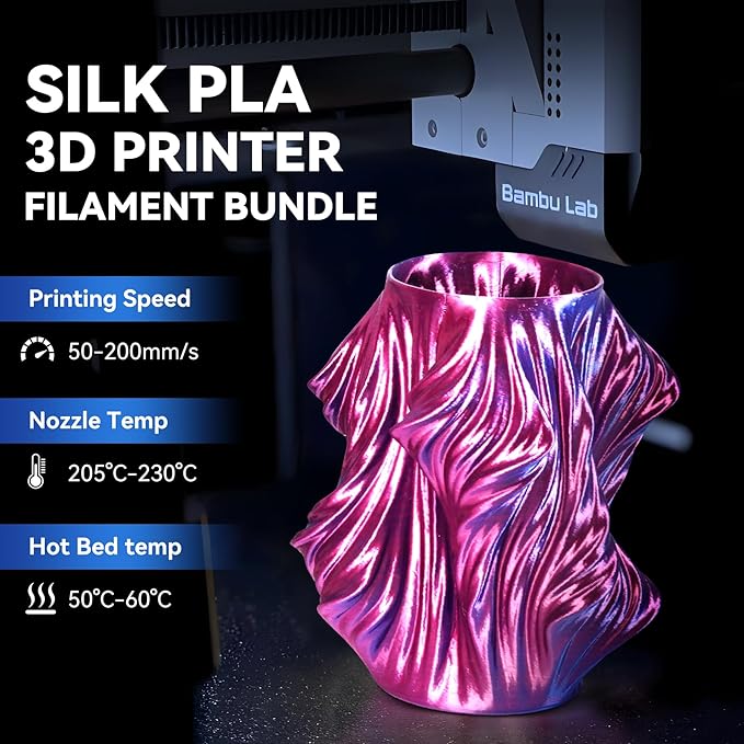 JAYO Silk Dual & Tri-Color PLA Filament 1.75mm Bundle, Multi-Color Shiny 3D Printer Filament Set, Smooth Glossy Finish, Easy to Print, No Clog, 250g Spool, 8 Rolls, 2kg in Total