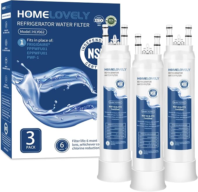 Water Filter Replacement for Frigidaire GRFS2853AF, GRMS2773AF, GRFC2353AF, FRSS2623AS, FRSS26L3AF, FRFS2823AS, GRFS2853AD, SEE25NVDDA, GRSC2352AF, GRFG2353AF, 3 Pack