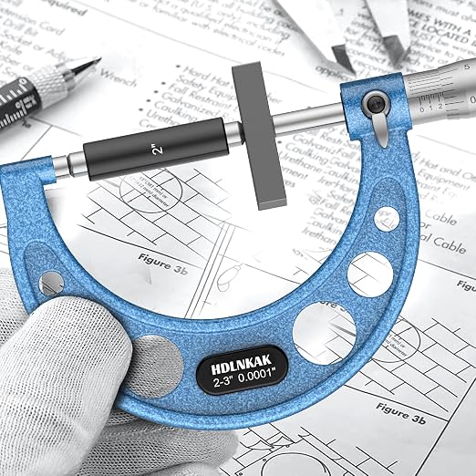 HDLNKAK Outside Micrometer Set, 2-3" Machinist Micrometer, 1 Pcs Machinist Tool Set, 0.0001" Graduation Micrometer Set, Alloy Precision Micrometer, Micrometer Standard Set with Case