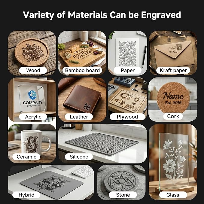 Artilume Laser Engraver 3000mW APP-Control-Foldable Design Laser Engraving Machine 200 * 150mm Working Area Portable Engraver for Wood Leather Acrylic Best for Beginners Small Business (T1)