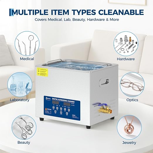 15L Heated Ultrasonic Cleaner – Professional Digital Timer & Stainless Steel Tank, Heavy-Duty Cleaning Machine for Auto Parts, Jewelry, Glasses & Industrial Components | Heated Ultrasonic Cleaner,Professional Digital Timer&Stainless Steel Tank