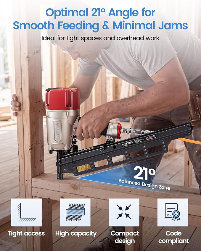 meite 21 Degree Framing Nails 3-1/4 Inch Galvanized Plastic Collated Framing Nails, Full Round Head Smooth Shank Structural Nails for 20°-22° Framing Nailer Gun Roof Decking Sheathing 1,000PCS | Full Round Head Smooth Shank Framing Nails, for 20-22° Pn...