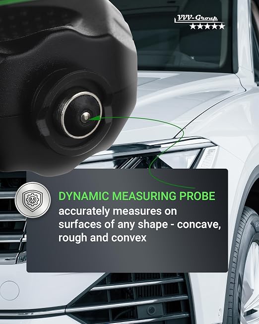 Paint Thickness Gauge CM-205FN for Cars – Digital Coating Thickness Meter, Auto Fe/NFe Detection, 0.1 μm Resolution, 0–1500 μm (0–59.1 mils), ±(3%+2 μm) Accuracy, Backlit LCD