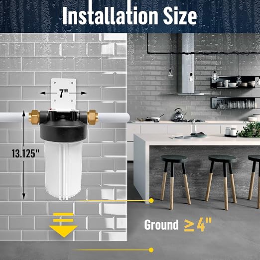 High Capacity 10 x 4.5” Whole House Filter Purifier System for Well or City Water, Presser Relief Button, 1” NPT Brass Port, Double O-Ring, Meets NSF Standards & Regulations (White, 4 Sets)