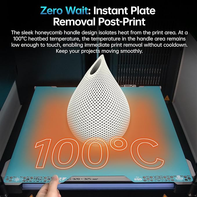 BIQU CryoGrip Pro Glacier Panda Build Plate for Bambu-Lab H2D/H2S 3D Printer 355x346mm Double Sided Fine Textured Upgrade Spring Steel Plate Removable Surface Platform
