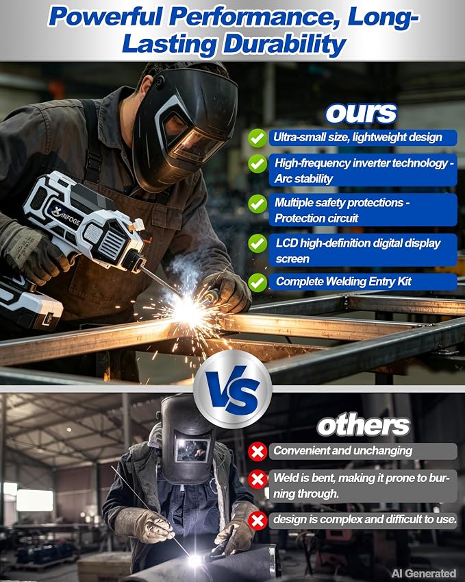 Portable Welding Machine with LCD, 110V Handheld Welder, IGBT Inverter, MMA/HS/ARC Portable Welder Gun, 5 Variable Current Adjustment for 3/32"-1/8" Rods, DIY, Professional Use, Repair